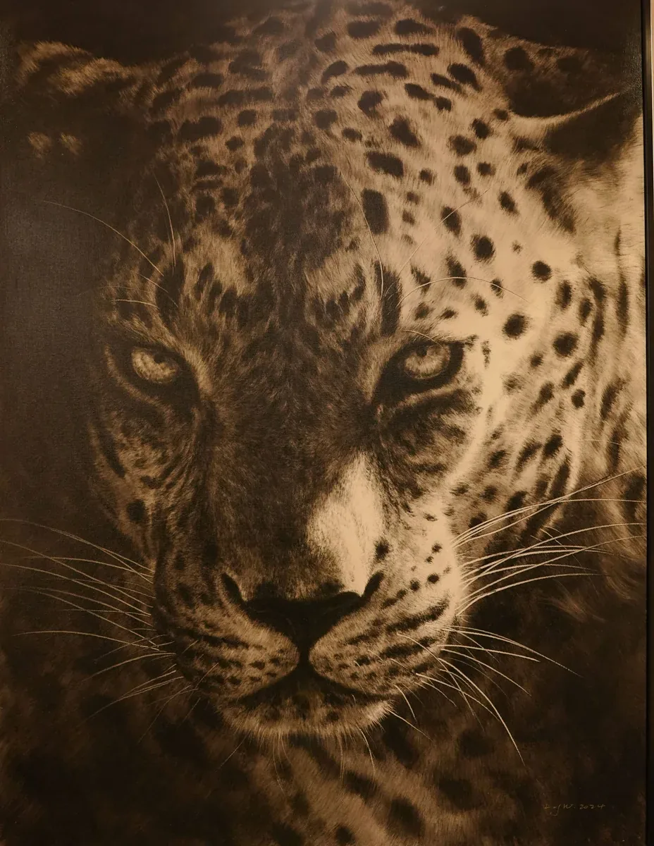 Leopard study, shown in two different frame treatments