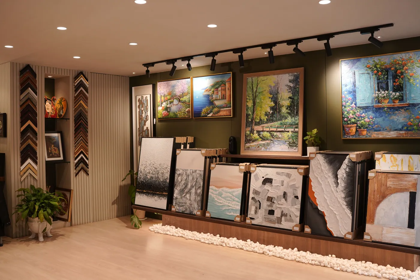 The moulding wall at the Neeha Arts showroom